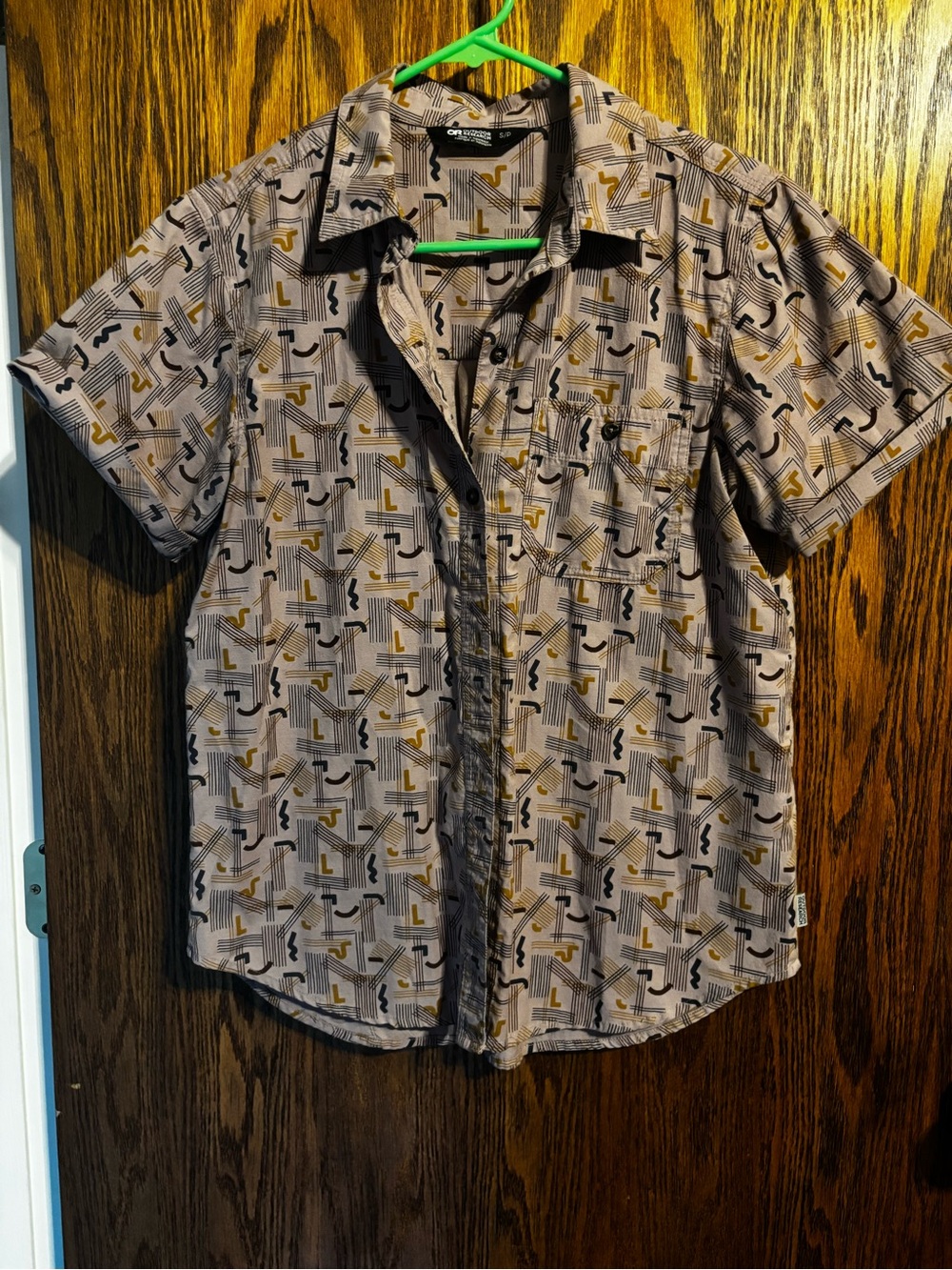 Outdoor Research Button up in purple funky print.